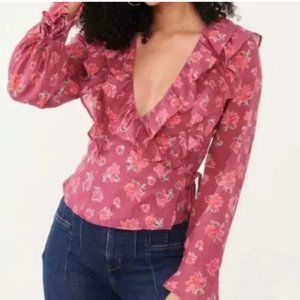 Free People Amanda ruffle wrap blouse